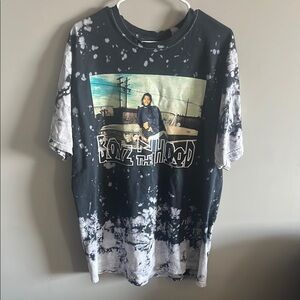Hot Topic Black and White Tie-Dye Boyz n the Hood Tee